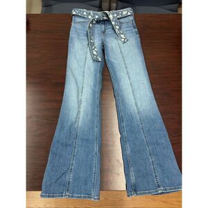 Abercrombie Kids High Rise Flare Jeans with Flower Belt Size 13/14